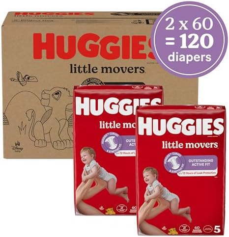 Huggies Size 4 Diapers, Little Movers Baby Diapers, Size 4 (22-37 lbs), 22 Count, Packaging May Vary
