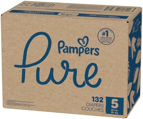 Pampers Pure Protection Baby Diapers, Size 1 (8-14 lbs), 82 Count, Up to 100% Leakproof, Premium Plant-based Skin Protection, Hypoallergenic Soft Diapers