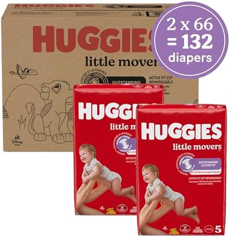 Huggies Size 4 Diapers, Little Movers Baby Diapers, Size 4 (22-37 lbs), 22 Count, Packaging May Vary
