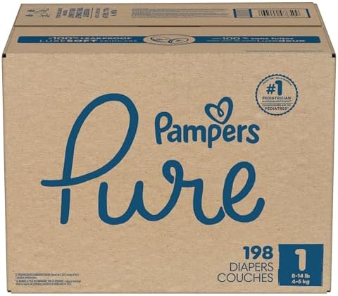 Pampers Pure Protection Baby Diapers, Size 1 (8-14 lbs), 82 Count, Up to 100% Leakproof, Premium Plant-based Skin Protection, Hypoallergenic Soft Diapers