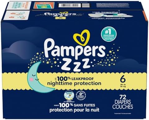 Pampers ZZZ Overnight Diapers, Size 4 (22-37 lbs), 58 Count, Nighttime Protection Disposable Baby Diaper, Night Time Leak and Skin Protection
