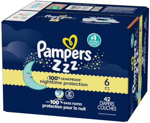 Pampers ZZZ Overnight Diapers, Size 4 (22-37 lbs), 58 Count, Nighttime Protection Disposable Baby Diaper, Night Time Leak and Skin Protection