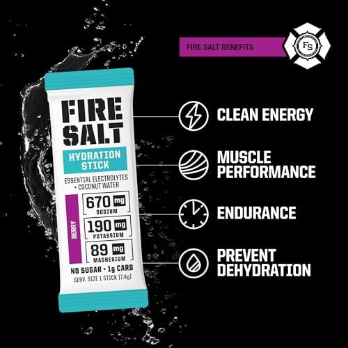 Fire Science Fire Salt Hydration Sticks, Electrolytes & Coconut Water, Hydration Drink Mix with Magnesium, Potassium & Sodium, Zero Sugar, Single Serve On The Go Packs, Variety Pack Flavors, 32 Count