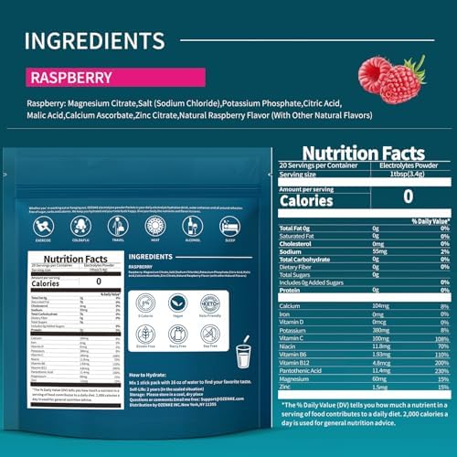 Electrolytes Powder Packets, Hydration Packets, Electrolytes Powder No Sugar, Portable Electrolyte Drink Mix for Rapid Hydration, Sugar Free & Low Sodium | 0 Calorie | 7 Flavors | 20 Sticks
