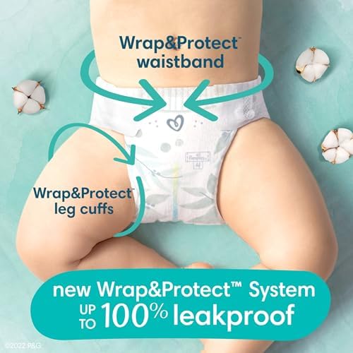 Pampers Pure Protection Baby Diapers, Size 1 (8-14 lbs), 82 Count, Up to 100% Leakproof, Premium Plant-based Skin Protection, Hypoallergenic Soft Diapers