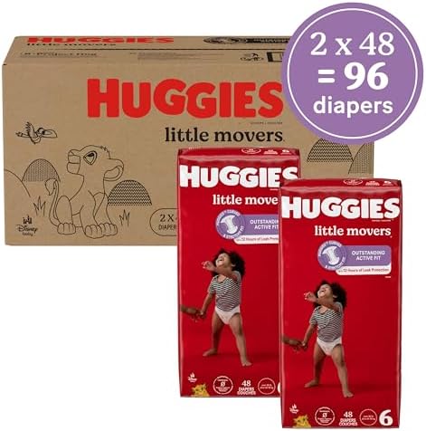 Huggies Size 4 Diapers, Little Movers Baby Diapers, Size 4 (22-37 lbs), 22 Count, Packaging May Vary