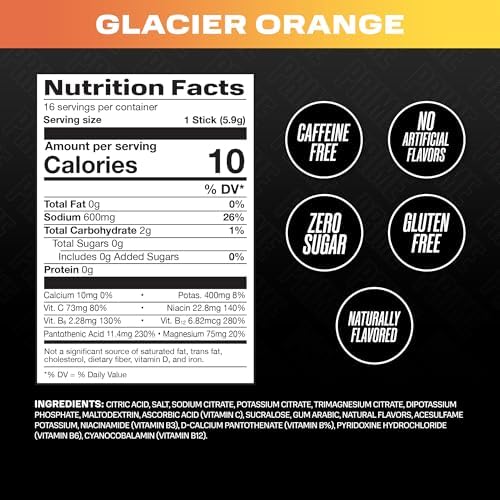 Prime Rapid Rehydration Electrolyte Powder Sticks, Berry Citrus Rush, Sugar Free Hydration Drink Mix with Sodium, Potassium & B Vitamins, Caffeine Free, 16 Count