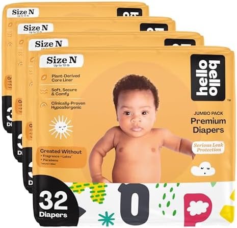 Hello Bello Premium Baby Diapers Size Newborn, 32 Count of Disposable, Extra-Absorbent, Hypoallergenic Baby Diapers with Snug and Comfort Fit, Alphabet Soup