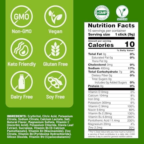 Venture Pal Sugar Free Electrolyte Powder Packets - Liquid Daily IV Hydration Packets | Electrolytes Drink Mix with 5 Vitamins & 7 Electrolytes | Keto Friendly | Non-GMO | Certified Vegan | 16 Sticks