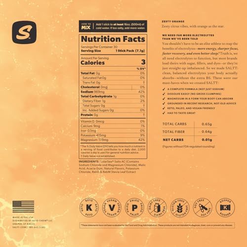 Keto Chow SALTT Electrolytes Powder Packets, Booyah Berry (30 Hydration Packets) - Magnesium, Potassium, Sodium, Trace Minerals - Vegan, Sugar Free, Gluten Free - Travel Essentials - Made in USA