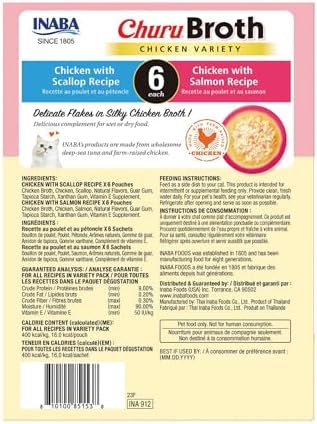 INABA Churu Broth for Cats Senior 10+, Side Dish Pouch, 1.4 Ounces per Pouch, 12 Pouches Total, Chicken & Tuna Recipe
