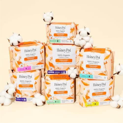 The Honey Pot Company - Sanitary Pads for Women - Non-Herbal Regular Flow w/Wings - Organic Cotton Cover & Ultra-Absorbent Pulp Core - Feminine Care - 20 ct