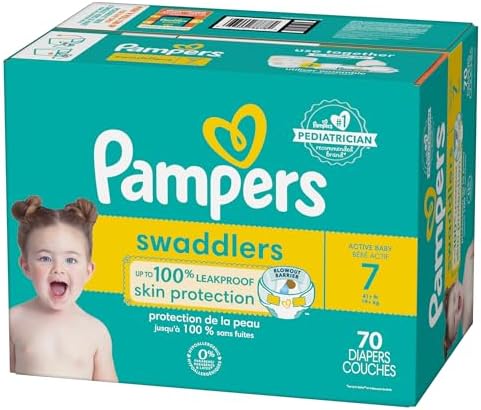 Pampers Baby Diapers - Swaddlers - Size 0, 84 Count, Ultra Absorbent Disposable Newborn Diaper