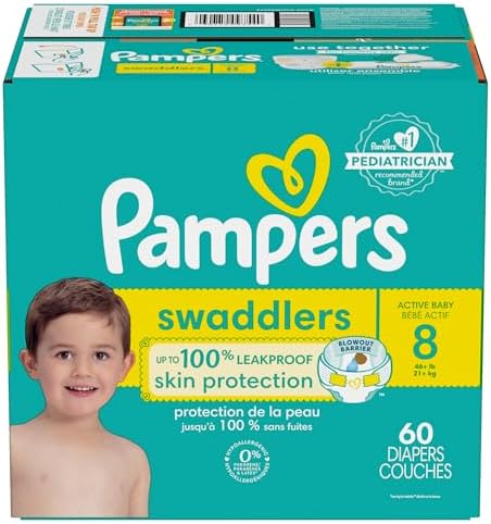Pampers Baby Diapers - Swaddlers - Size 0, 84 Count, Ultra Absorbent Disposable Newborn Diaper