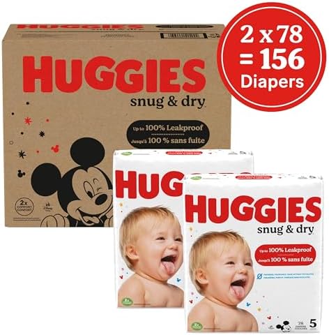 Huggies Size 1 Diapers, Snug & Dry Newborn Diapers, Size 1 (8-14 lbs), 128 Count, Packaging May Vary