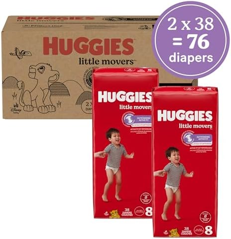Huggies Size 4 Diapers, Little Movers Baby Diapers, Size 4 (22-37 lbs), 22 Count, Packaging May Vary
