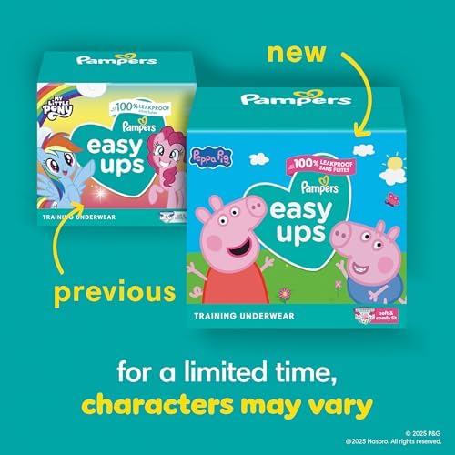 Pampers Training Pants - Easy Ups Girls & Boys - Size 4T-5T, 56 Count, My Little Pony Potty Underwear (Packaging May Vary)