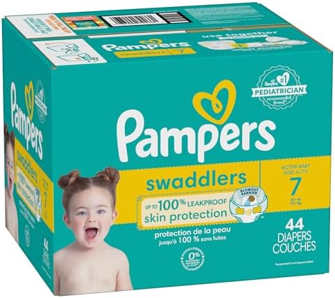 Pampers Baby Diapers - Swaddlers - Size 0, 84 Count, Ultra Absorbent Disposable Newborn Diaper