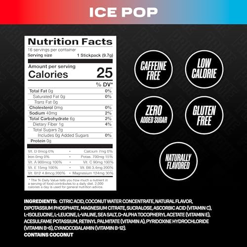 PRIME HYDRATION+ Sticks Strawberry Banana | Hydration Powder Single Serve Sticks | Electrolyte Powder On The Go | Low Sugar | Caffeine-Free | Vegan | 16 Sticks