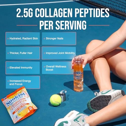The Frozen Bean Sunkist Collagen Drink Mix - Hydration Strawberry Lemon Electrolyte Drink for Women with Vitamin C, Zinc, Collagen Peptides, Naturally Flavored - 20 Pack