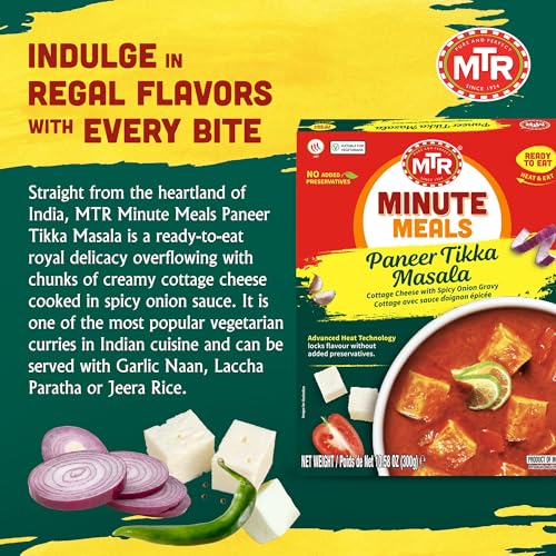 MTR - Shahi Paneer - Mild Tomato Gravy with Cottage Cheese - Authentic Indian Flavors - Flavorful, Easy, Ready-to-Eat Meal - Experience the Richness of Paneer in a Hearty Tomato Curry (Pack of 6)