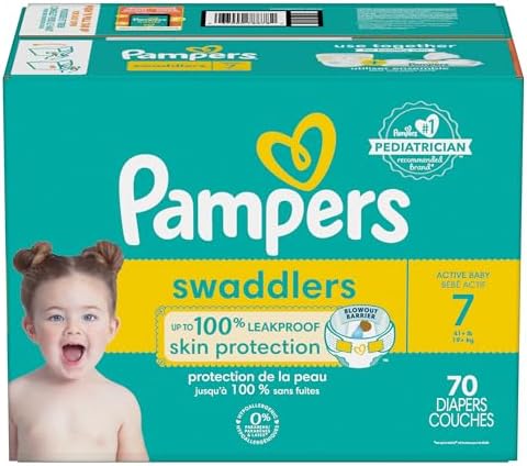 Pampers Baby Diapers - Swaddlers - Size 0, 84 Count, Ultra Absorbent Disposable Newborn Diaper