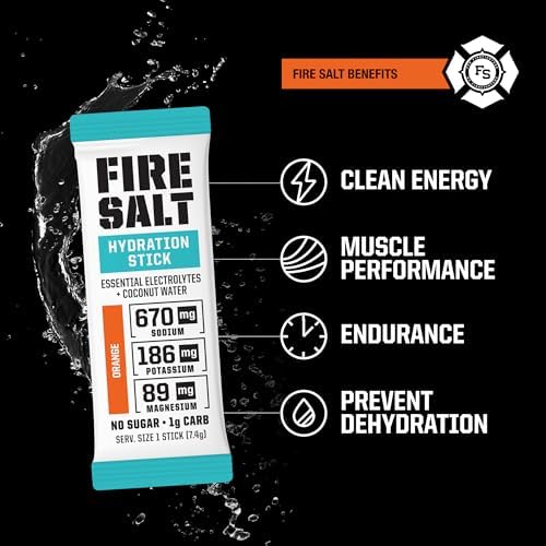 Fire Science Fire Salt Hydration Sticks, Electrolytes & Coconut Water, Hydration Drink Mix with Magnesium, Potassium & Sodium, Zero Sugar, Single Serve On The Go Packs, Variety Pack Flavors, 32 Count