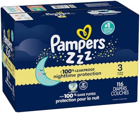 Pampers ZZZ Overnight Diapers, Size 4 (22-37 lbs), 58 Count, Nighttime Protection Disposable Baby Diaper, Night Time Leak and Skin Protection
