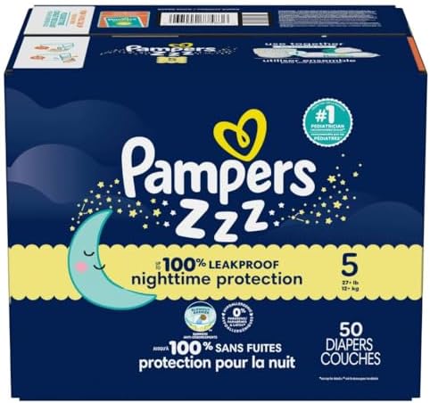 Pampers ZZZ Overnight Diapers, Size 4 (22-37 lbs), 58 Count, Nighttime Protection Disposable Baby Diaper, Night Time Leak and Skin Protection