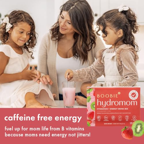 Boobie Hydromom Superfood Electrolyte Drink Mix, Blue Raspberry Lemonade | Refreshing Energy & Hydration Boost for Mamas | On-The-Go & Travel Essentials for Pregnancy, Lactation, & Beyond, 15 Packets