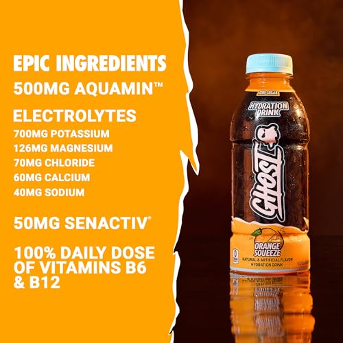 GHOST Hydration Drink, Welch’s Grape - RTD Sports Drink with Electrolytes, Natural Vitamins & Minerals - All Day Lifestyle Hydration Beverage - Zero Caffeine & Zero Sugars - 16.9 Fl Oz, 12 Pack