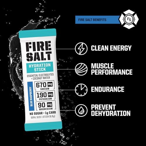 Fire Science Fire Salt Hydration Sticks, Electrolytes & Coconut Water, Hydration Drink Mix with Magnesium, Potassium & Sodium, Zero Sugar, Single Serve On The Go Packs, Variety Pack Flavors, 32 Count