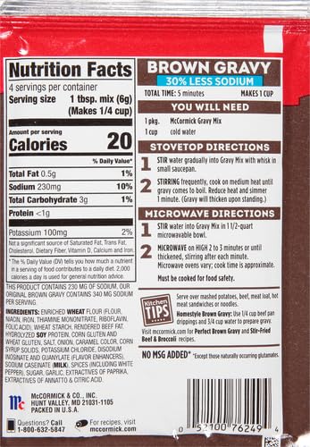 McCormick 30% Less Sodium Brown Gravy Mix, 0.87 oz