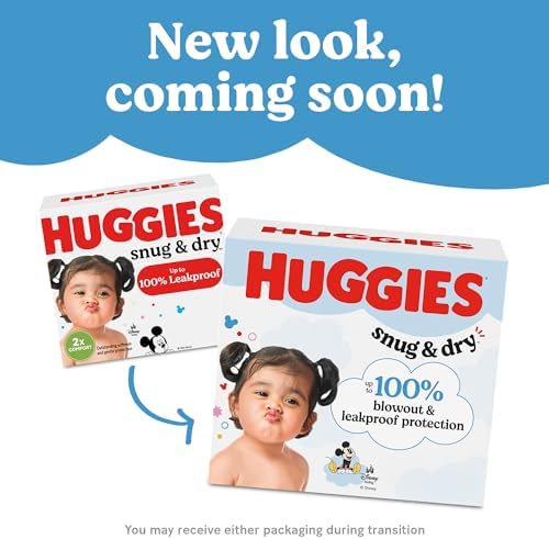 Huggies Size 1 Diapers, Snug & Dry Newborn Diapers, Size 1 (8-14 lbs), 128 Count, Packaging May Vary