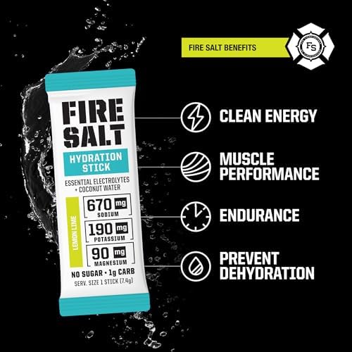 Fire Science Fire Salt Hydration Sticks, Electrolytes & Coconut Water, Hydration Drink Mix with Magnesium, Potassium & Sodium, Zero Sugar, Single Serve On The Go Packs, Variety Pack Flavors, 32 Count