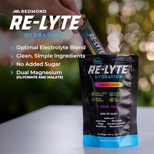 REDMOND Re-Lyte Hydration Electrolyte Powder Drink Mix Variety (7 Stick Packs)