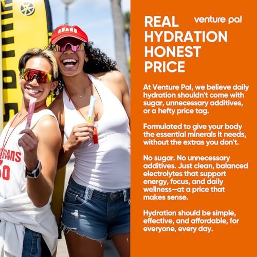Venture Pal Sugar Free Electrolyte Powder Packets - Liquid Daily IV Hydration Packets | Electrolytes Drink Mix with 5 Vitamins & 7 Electrolytes | Keto Friendly | Non-GMO | Certified Vegan | 16 Sticks