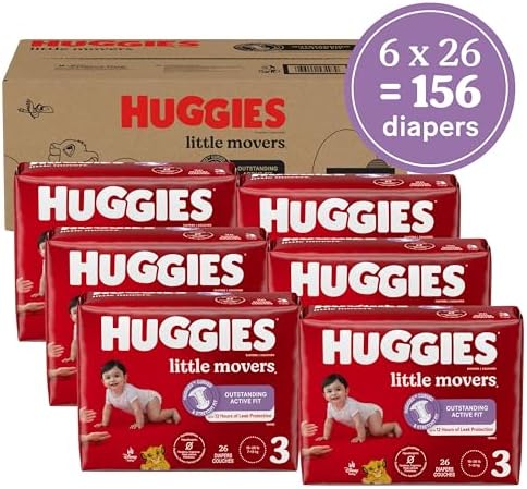 Huggies Size 4 Diapers, Little Movers Baby Diapers, Size 4 (22-37 lbs), 22 Count, Packaging May Vary