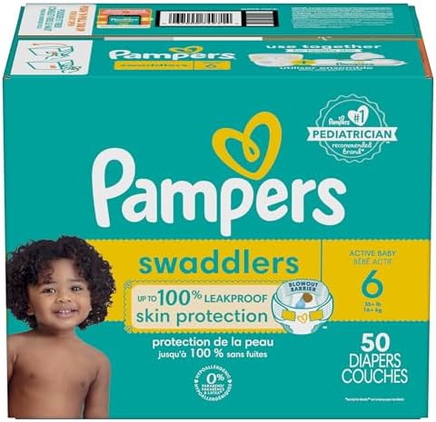Pampers Baby Diapers - Swaddlers - Size 0, 84 Count, Ultra Absorbent Disposable Newborn Diaper