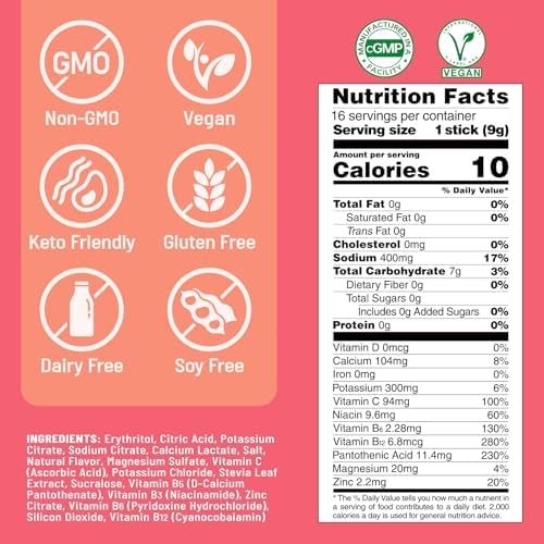 Venture Pal Sugar Free Electrolyte Powder Packets - Liquid Daily IV Hydration Packets | Electrolytes Drink Mix with 5 Vitamins & 7 Electrolytes | Keto Friendly | Non-GMO | Certified Vegan | 16 Sticks