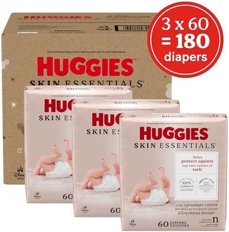 Huggies Size 2 Diapers, Skin Essentials Baby Diapers, Size 2 (12-18 lbs), 74 Count, Packaging May Vary