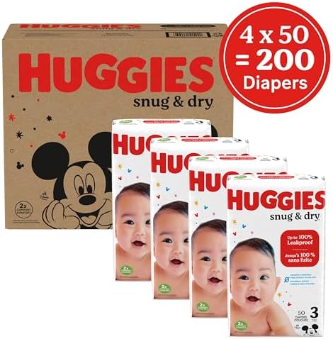 Huggies Size 1 Diapers, Snug & Dry Newborn Diapers, Size 1 (8-14 lbs), 128 Count, Packaging May Vary