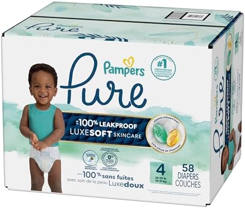 Pampers Pure Protection Baby Diapers, Size 1 (8-14 lbs), 82 Count, Up to 100% Leakproof, Premium Plant-based Skin Protection, Hypoallergenic Soft Diapers