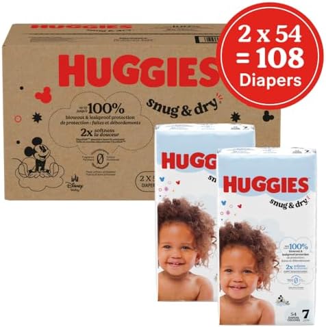 Huggies Size 1 Diapers, Snug & Dry Newborn Diapers, Size 1 (8-14 lbs), 128 Count, Packaging May Vary