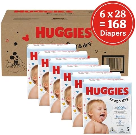 Huggies Size 1 Diapers, Snug & Dry Newborn Diapers, Size 1 (8-14 lbs), 128 Count, Packaging May Vary