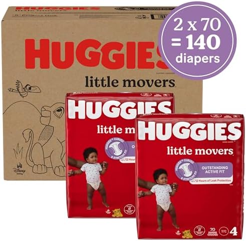 Huggies Size 4 Diapers, Little Movers Baby Diapers, Size 4 (22-37 lbs), 22 Count, Packaging May Vary