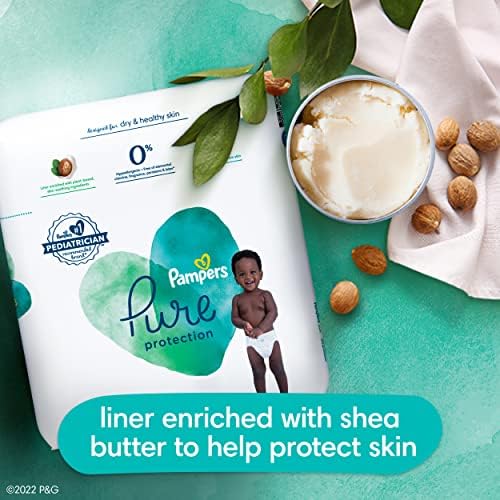 Pampers Pure Protection Baby Diapers, Size 1 (8-14 lbs), 82 Count, Up to 100% Leakproof, Premium Plant-based Skin Protection, Hypoallergenic Soft Diapers