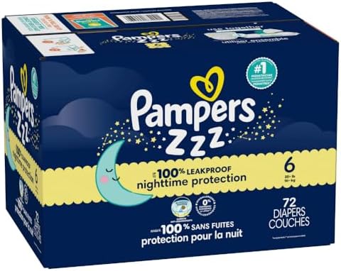Pampers ZZZ Overnight Diapers, Size 4 (22-37 lbs), 58 Count, Nighttime Protection Disposable Baby Diaper, Night Time Leak and Skin Protection