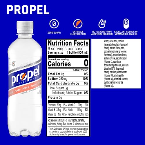 Propel Electrolyte Enhanced Water Sports Drink, Grape Flavored Water, Zero Calorie & Zero Sugar Hydration with Electrolytes and Vitamins C & E, 16.9 fl oz Bottles (12 Pack)
