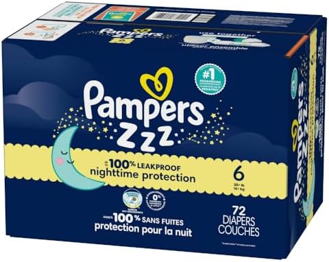 Pampers ZZZ Overnight Diapers, Size 4 (22-37 lbs), 58 Count, Nighttime Protection Disposable Baby Diaper, Night Time Leak and Skin Protection